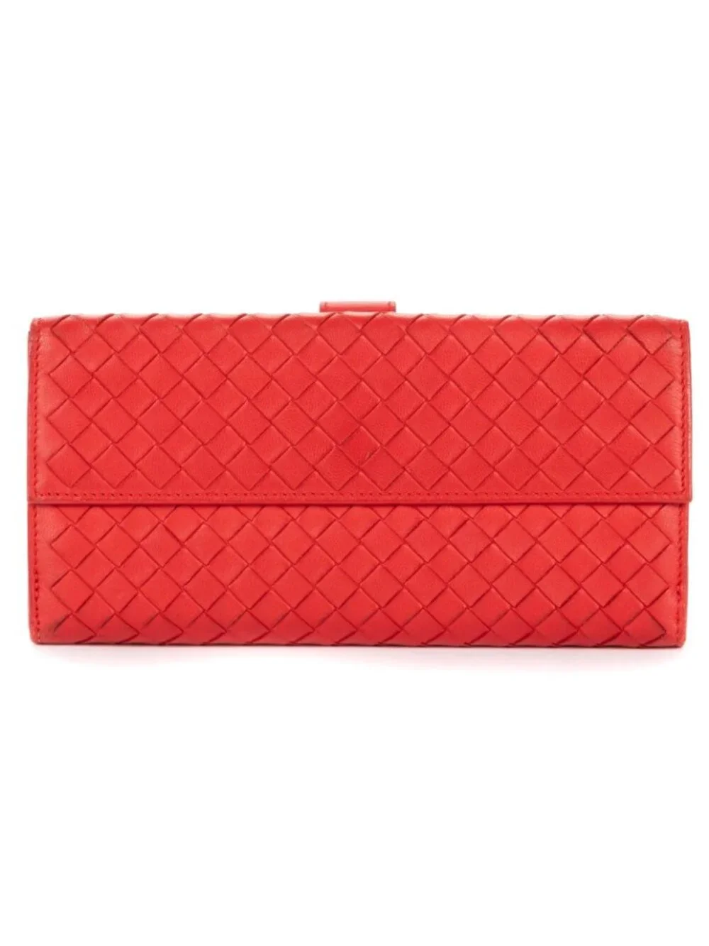Bottega Venetal Flap Walletred Intrecciato Calfskin Leathera Wallet